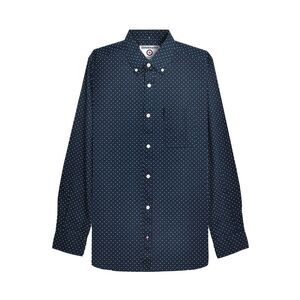 Lambretta Mens Pin Dot Long-Sleeved Shirt / Dark Navy